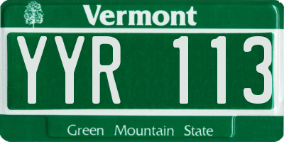 VT license plate YYR113