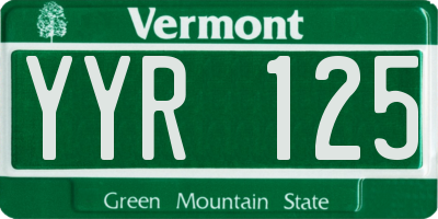 VT license plate YYR125