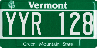 VT license plate YYR128