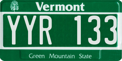VT license plate YYR133