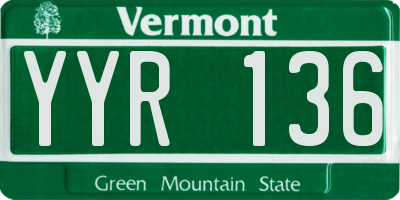 VT license plate YYR136