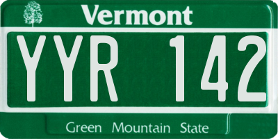 VT license plate YYR142