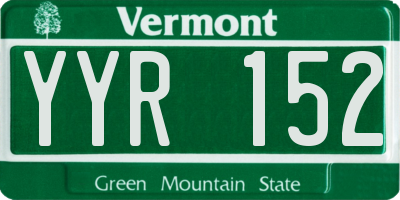 VT license plate YYR152