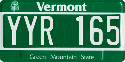 VT license plate YYR165