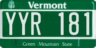 VT license plate YYR181
