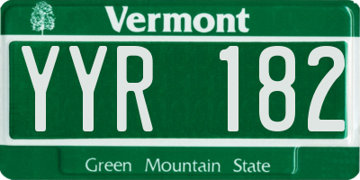 VT license plate YYR182