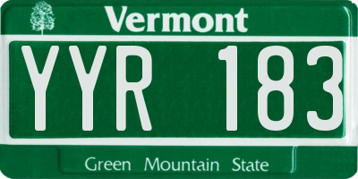 VT license plate YYR183