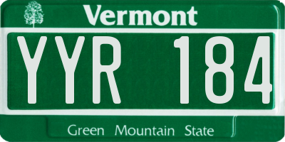 VT license plate YYR184