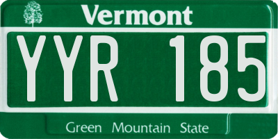 VT license plate YYR185