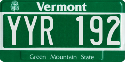 VT license plate YYR192