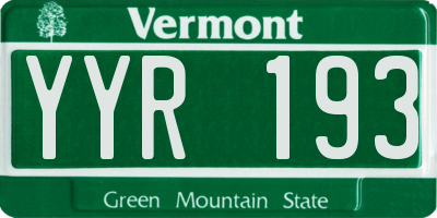 VT license plate YYR193