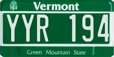 VT license plate YYR194