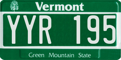 VT license plate YYR195