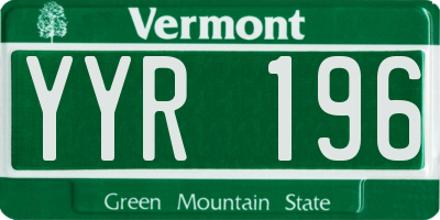 VT license plate YYR196