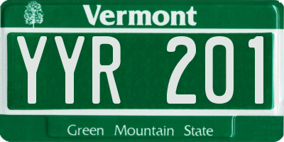 VT license plate YYR201