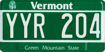 VT license plate YYR204