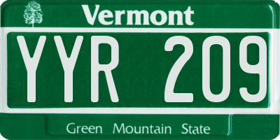 VT license plate YYR209