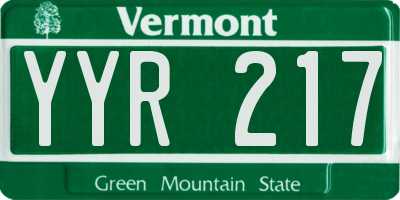 VT license plate YYR217