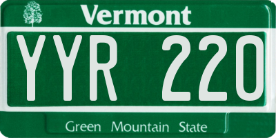 VT license plate YYR220