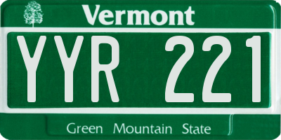 VT license plate YYR221
