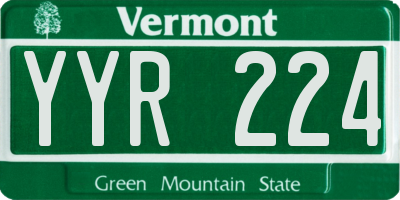 VT license plate YYR224