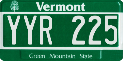 VT license plate YYR225