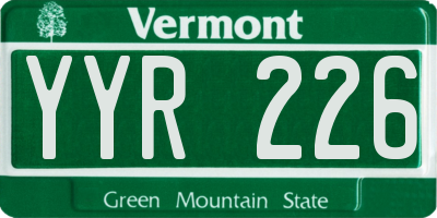 VT license plate YYR226