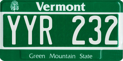VT license plate YYR232