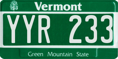 VT license plate YYR233