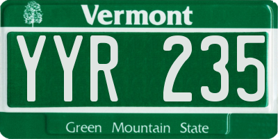 VT license plate YYR235