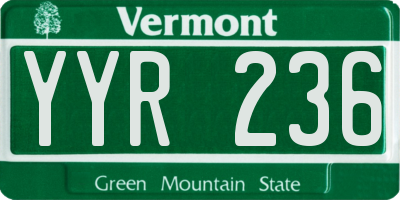 VT license plate YYR236