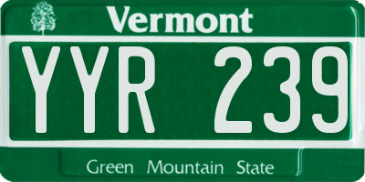 VT license plate YYR239