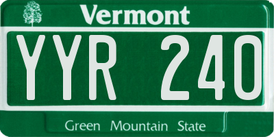 VT license plate YYR240