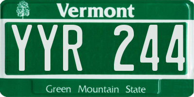 VT license plate YYR244