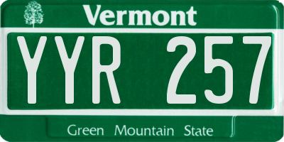 VT license plate YYR257