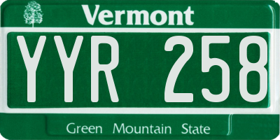VT license plate YYR258