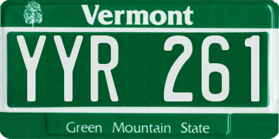 VT license plate YYR261