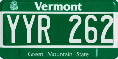 VT license plate YYR262