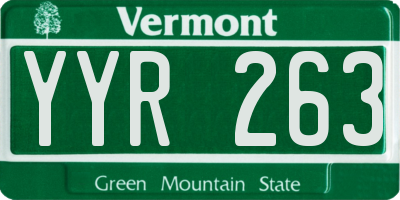 VT license plate YYR263