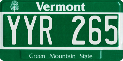 VT license plate YYR265