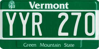 VT license plate YYR270