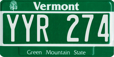 VT license plate YYR274