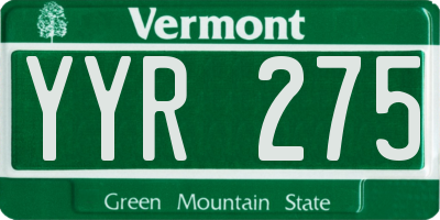 VT license plate YYR275