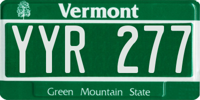 VT license plate YYR277