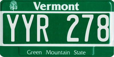 VT license plate YYR278