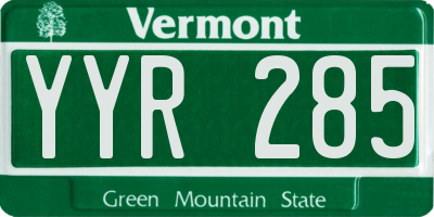 VT license plate YYR285