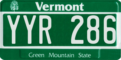 VT license plate YYR286