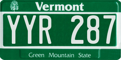 VT license plate YYR287