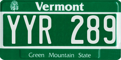 VT license plate YYR289