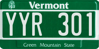 VT license plate YYR301